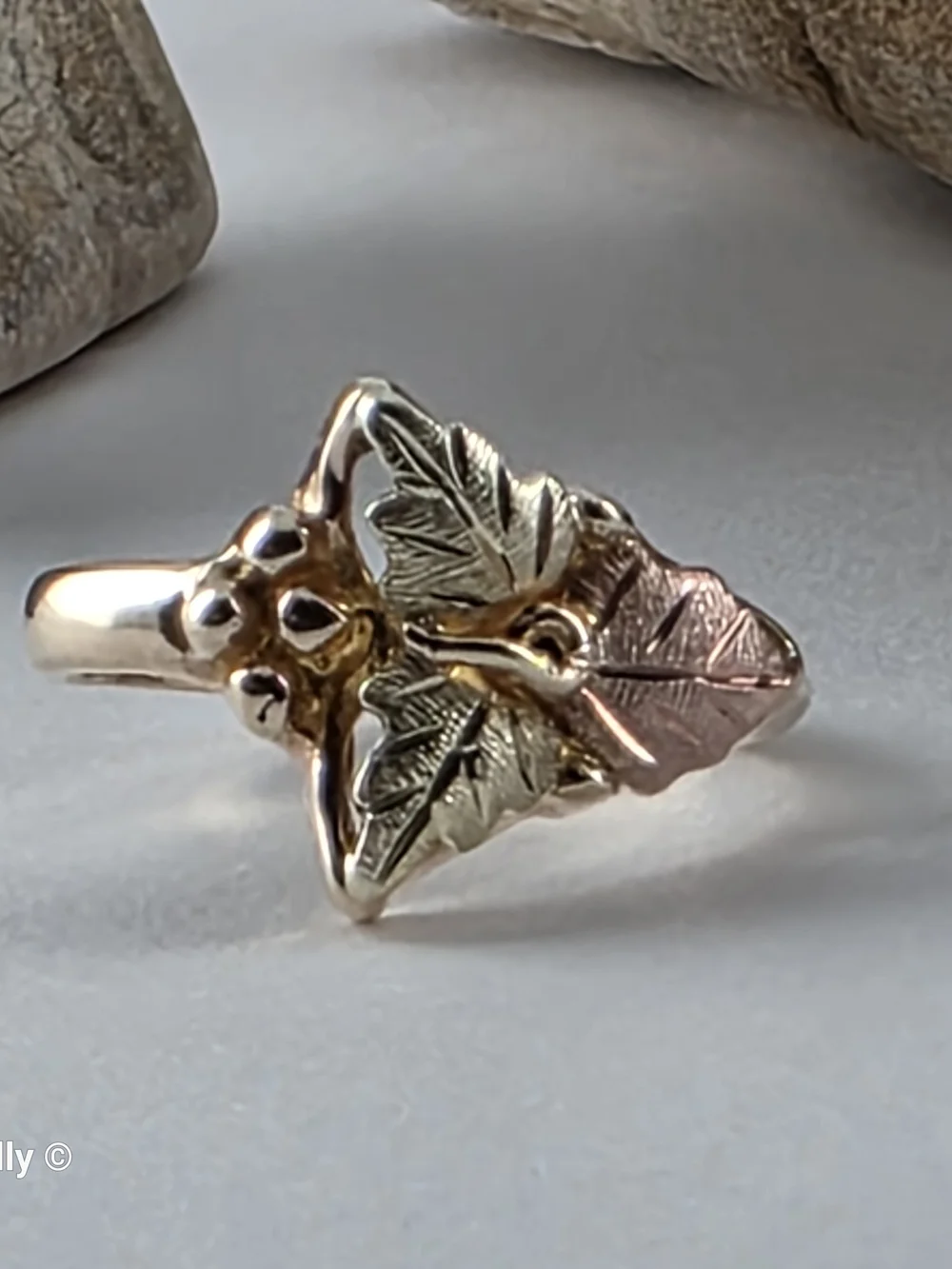 10K Yellow and Rose Gold Black Hills Leaves Ring Size 3, Solid Gold! 👌🎁